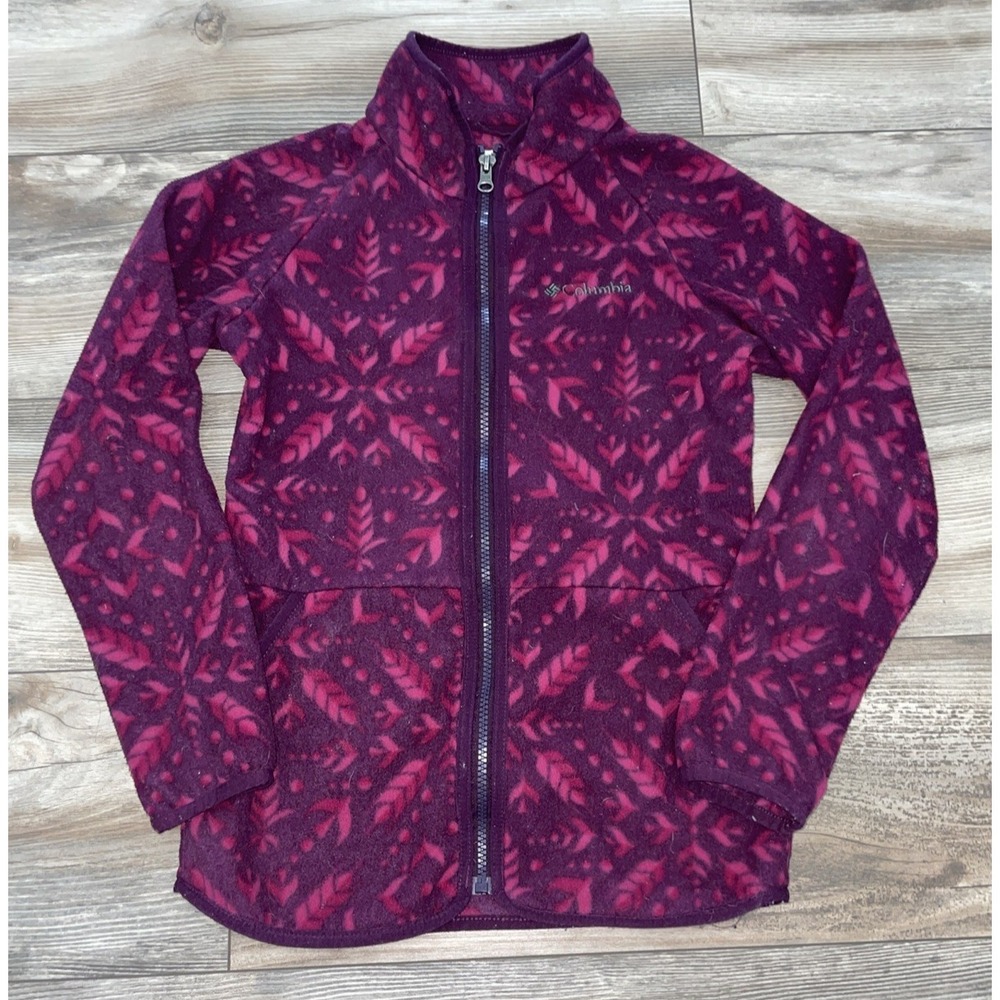 Columbia Frozen II Fleece Jacket Girls M 10/12 Full Zip Disney Elsa Purple Pink